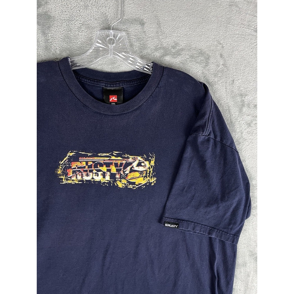 Vintage 90s Y2K Rusty Graphic Tee TShirt XXL‎ Short Sleeve Skater Surfer Grunge